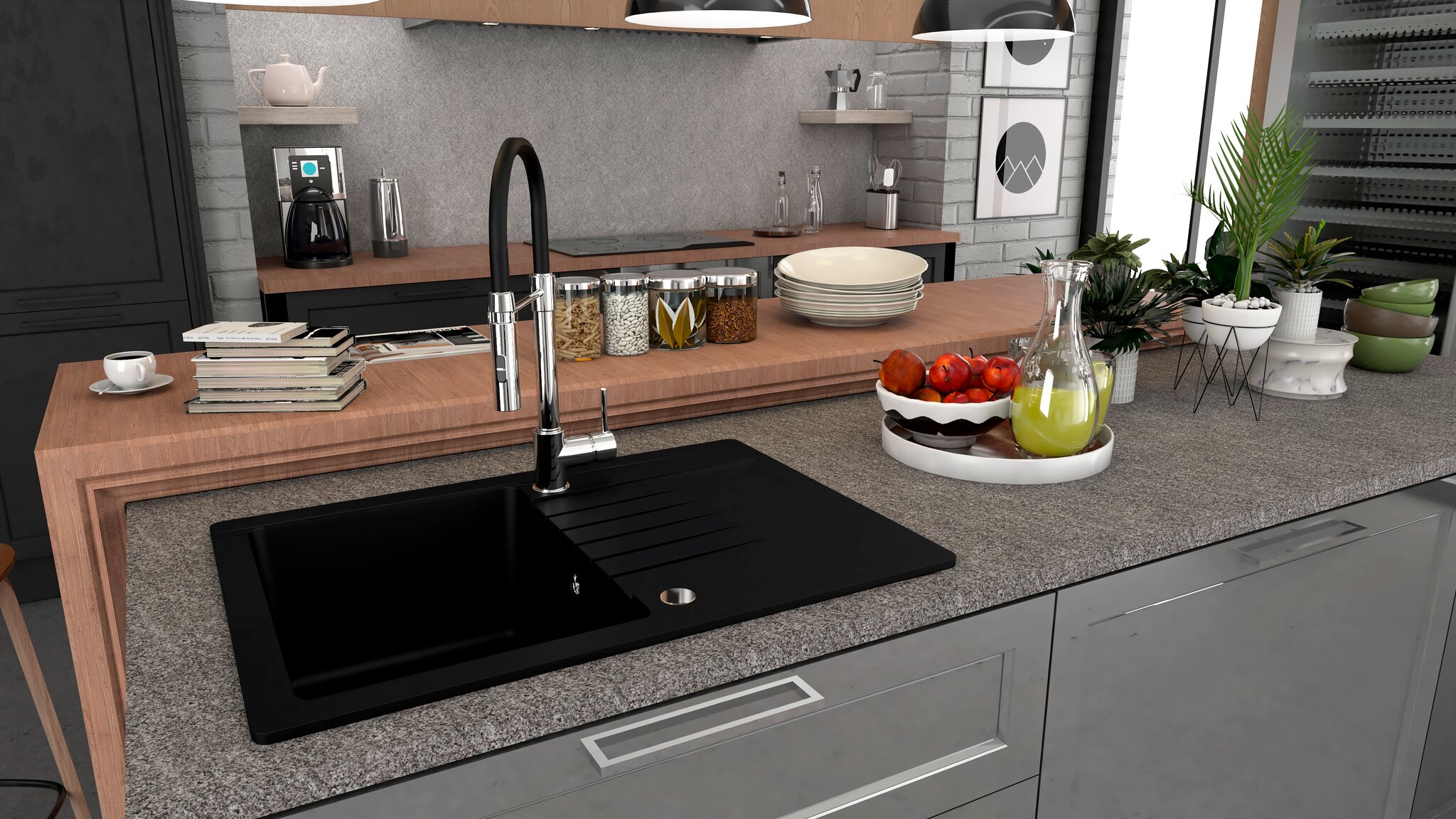 78CR557YOSPE_ambiente4 Grifo de cocina Paini COX sin resorte con magnetico, cromo