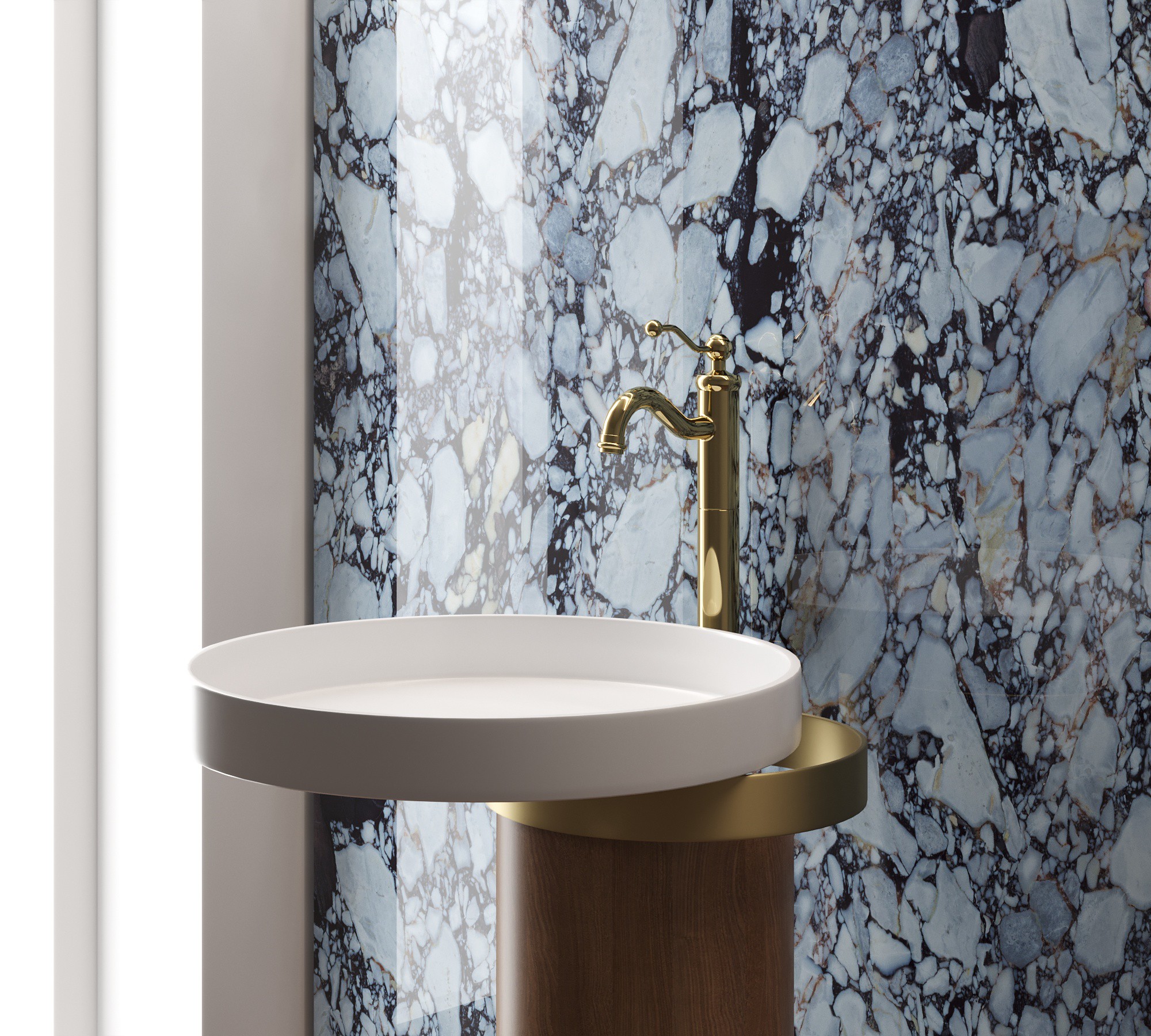 88OP211LLSR grifo de lavabo caño alto Paini Duomo, oro