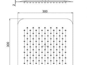 Rociador de ducha Paini antical de acero inoxidable 300x300 mm ultraplana