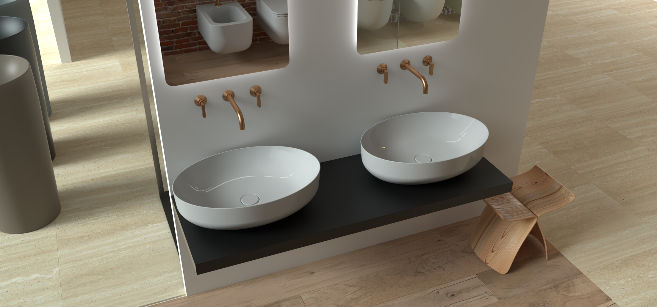 Lavabo ceramico SDR Lake 2 blanco brillo_ambiente