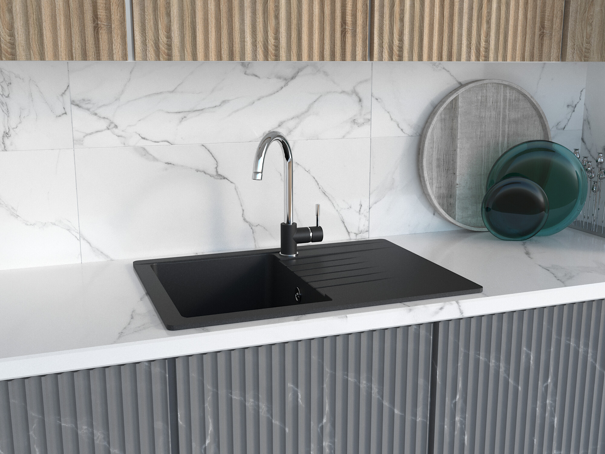 grifo de cocina PAINI Cox cromo-negro granito