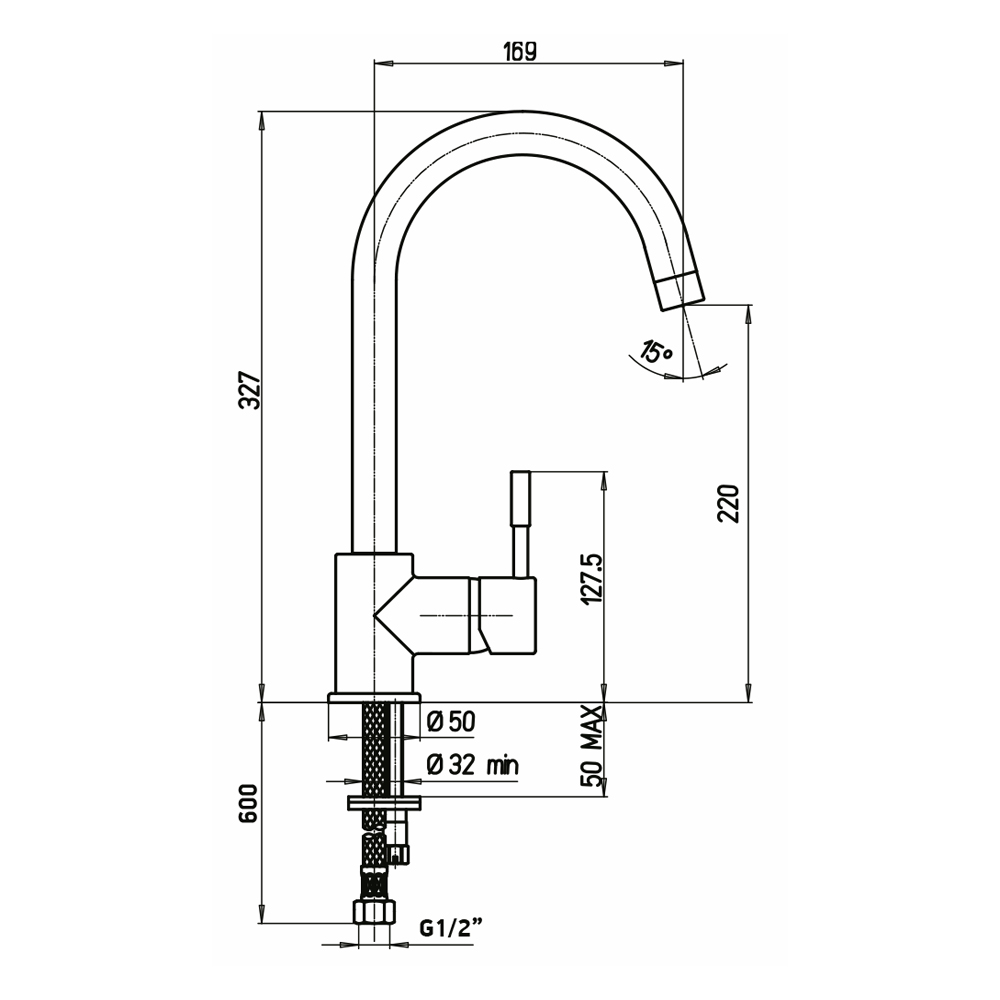 grifo de cocina PAINI Cox cromo-negro granito