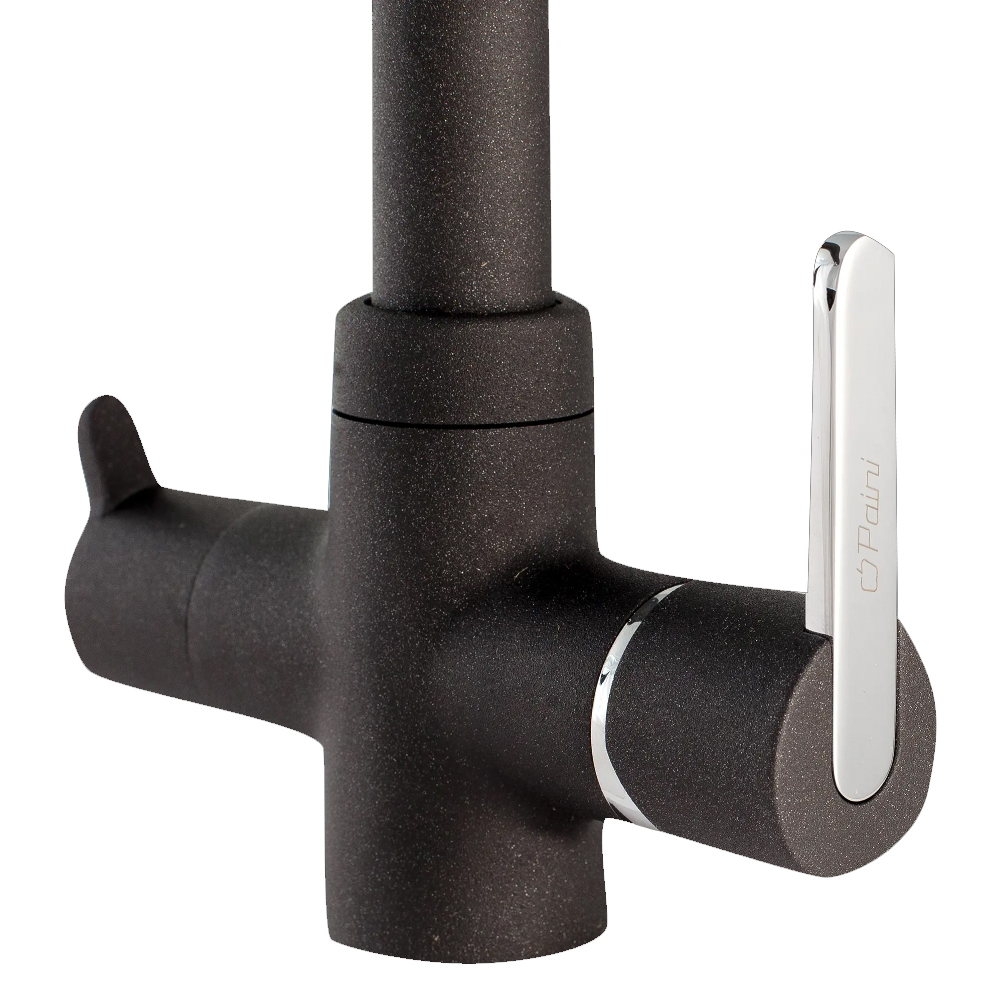 grifo de cocina 3 vias osmosis Paini Arena negro granito