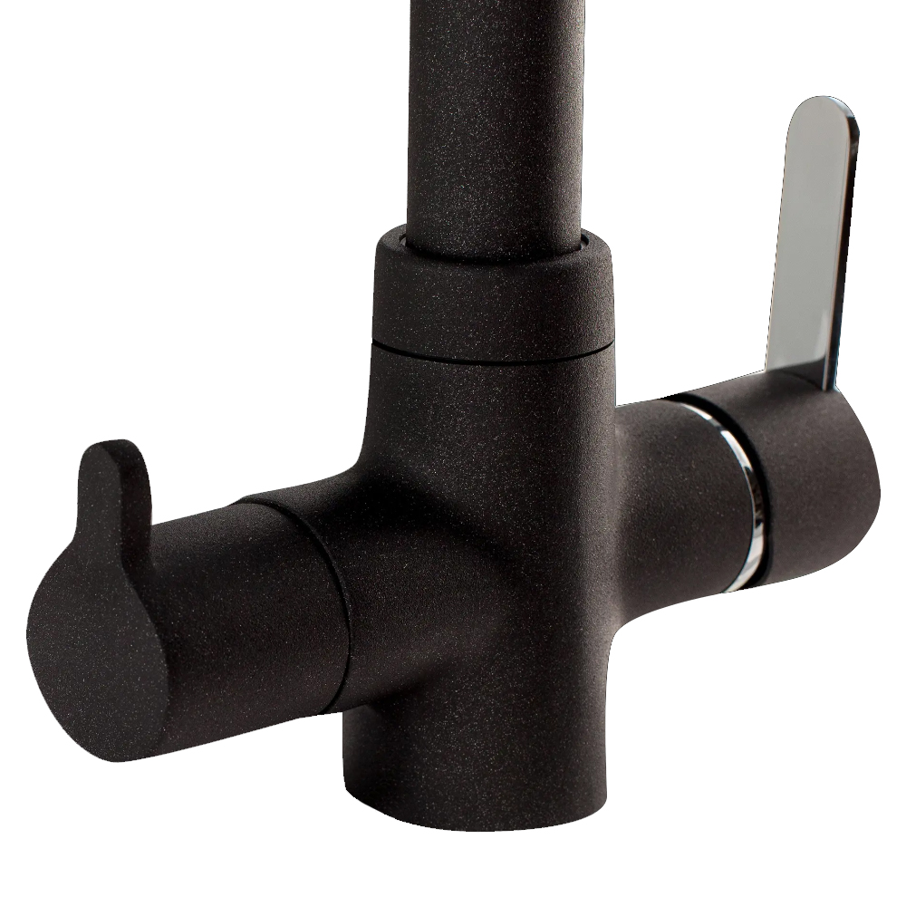 grifo de cocina 3 vias osmosis Paini Arena negro granito