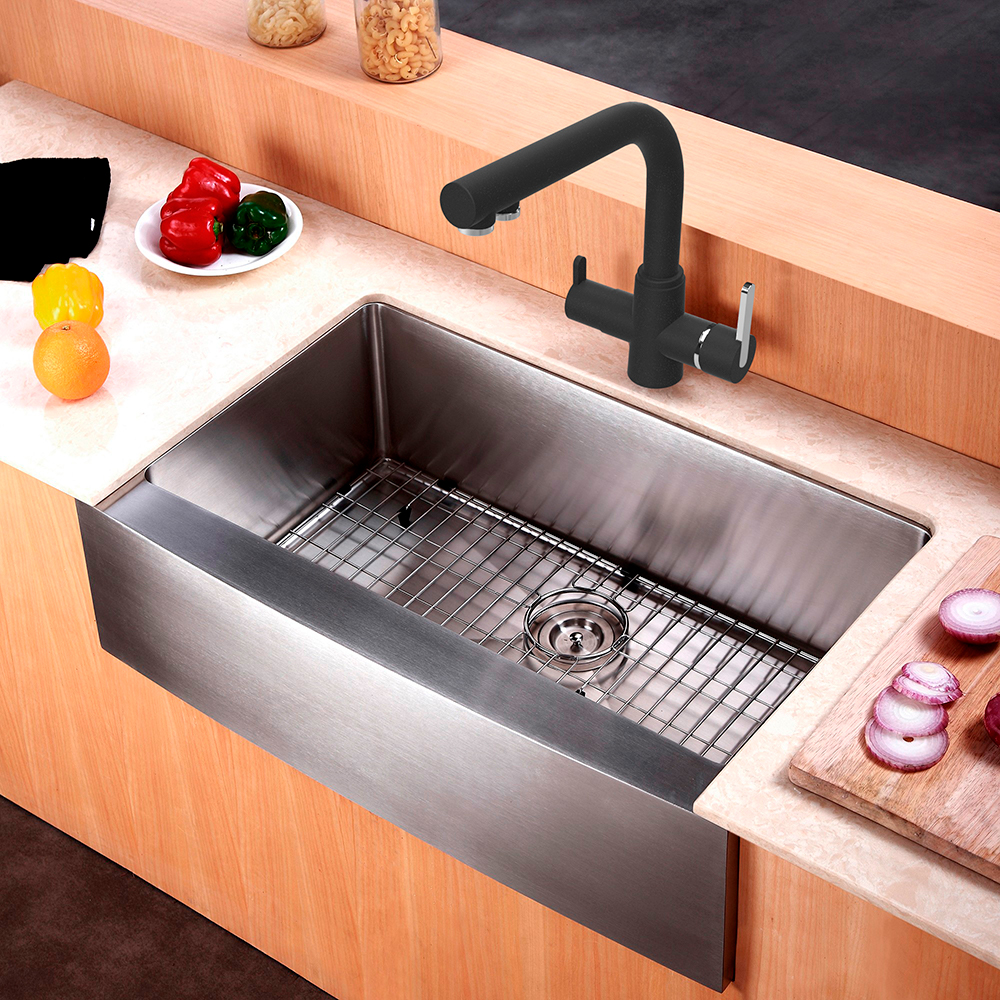 grifo de cocina 3 vias osmosis Paini Arena negro granito