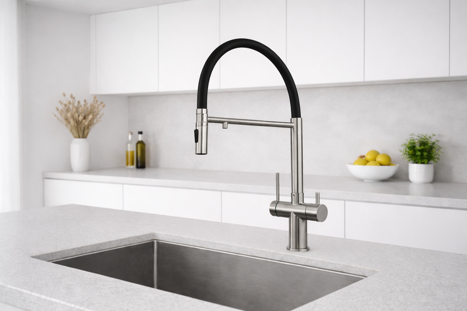 IXPW559YOS3VP8_ambiente10 Grifo de cocina PAINI Cox de 3 vias para agua filtrada, acero inoxidable