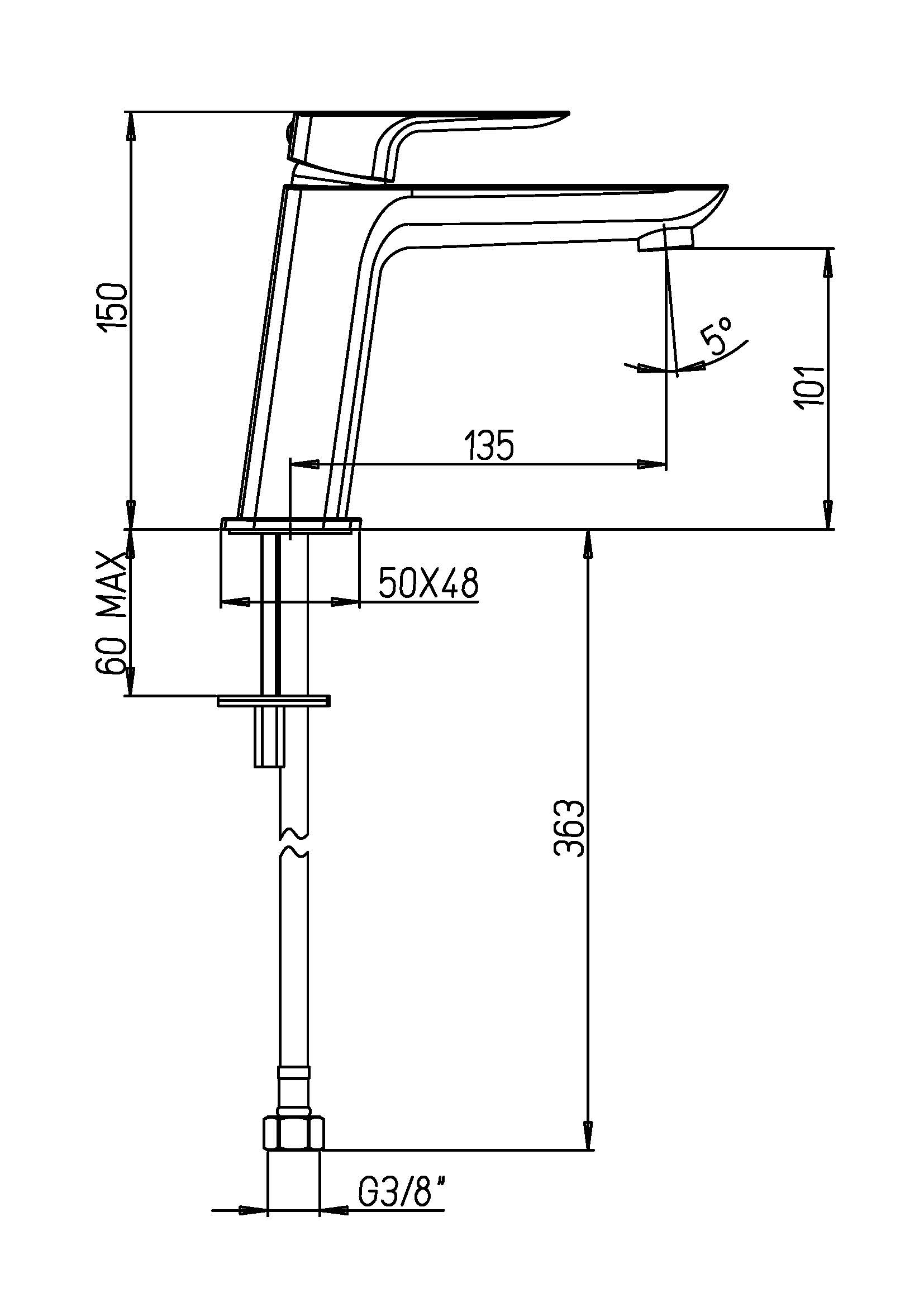 09CR205ME grifo de lavabo PAini Nove ME_tecnica