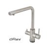 Grifo de cocina Paini Norda, 3 vias, acero inoxidable