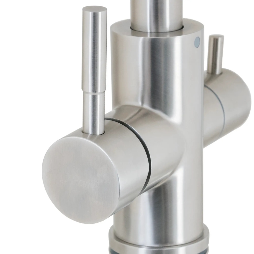 Grifo de cocina Paini Norda, 3 vias, acero inoxidable. Detalle